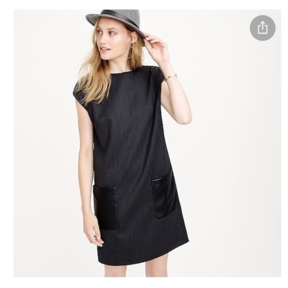 J.Crew shift dress with faux leather pockets